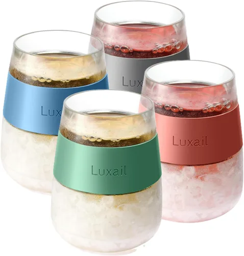Vista 9 de luxail Copas de vino, juego de 2 copas de vino de plástico, regalos de vino, vaso de congelador con aislamiento de doble pared, copas para Coral