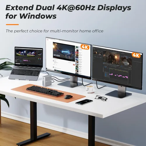 Vista 4 de Estación de acoplamiento DisplayLink con monitor dual 4K @60HZ para MacBook, Windows, Tobenone Universal Mac Mini M4 Dock con 2 HDMI y 2 DP, entrega