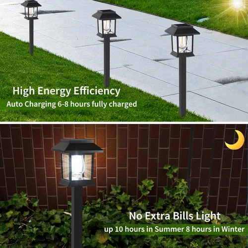 Vista 3 de Greluna Solar Lights Outdoor, 6 Pack 6000K Waterproof Auto On/Off Solar Pathway Lights for Garden, Landscape, Path, Yard, Patio, Driveway, Walkway