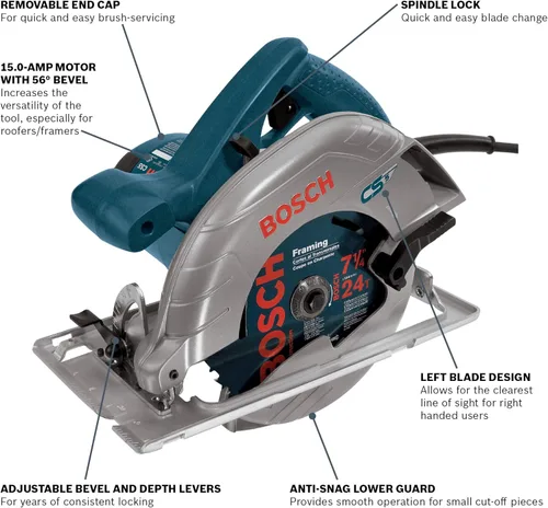 Vista 2 de BOSCH CS5 Sierra circular de 120 voltios y 7-1/4 pulgadas, Bosch Blue