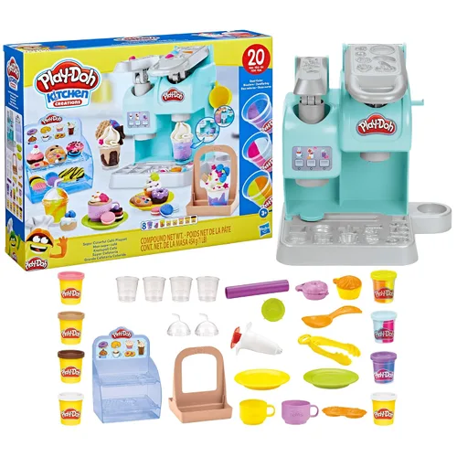 Vista 2 de Play-Doh Kitchen Creations - Juguete de café súper colorido con 20 accesorios y 8 ollas
