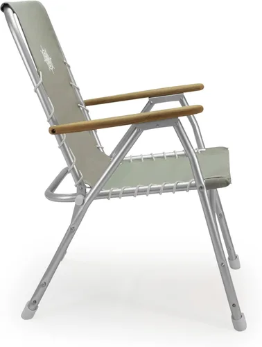 Vista 4 de FORMA MARINE Juego de 2 sillas de barco con respaldo alto, cubierta gris plegable, muebles de teca de aluminio marino M150G