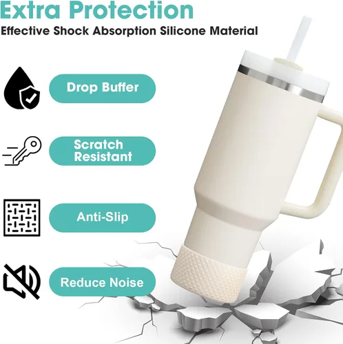 Vista 2 de Airboat Actualización 2 Piezas Protector de Silicona Boot Bumper para Stanley Quencher Adventure 40oz 30oz 20oz Vaso Térmico, Funda Protectora
