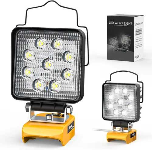 Ecarke - Luz LED de trabajo compatible con DEWALT 20V, linterna con cabezal giratorio de 140°, 48W 4800 lúmenes, luz de inundación LED inalámbrica,
