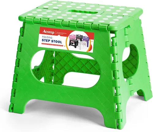 Vista 45 de ACSTEP Taburete plegable de 13 pulgadas, soporta hasta 300 libras, el taburete plegable ligero y antideslizante es lo suficientemente resistente