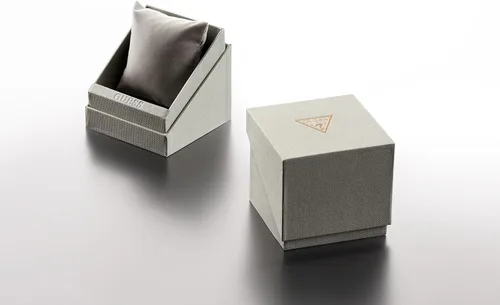 Vista 4 de GUESS Reloj de 1.693 in para hombre - Correa gris esfera azul marino caja gris, Gris, Classic