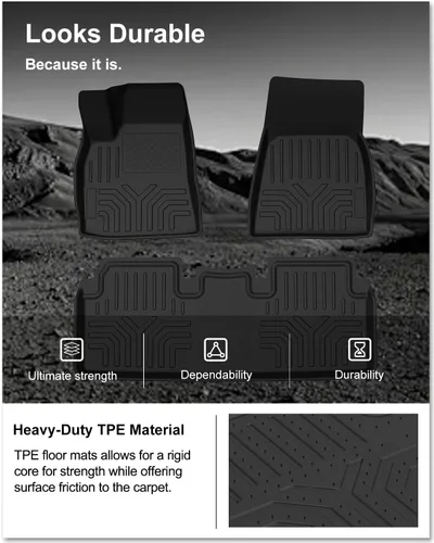 Vista 5 de KIWI MASTER Alfombrillas de piso para Tesla Model S 2012-2020, protector para todo clima, delantero y trasero, 2 filas de asientos, servicio pesado