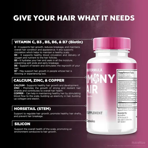 Vista 5 de Harmony Hair Capsules - Desbloquea el potencial de tu cabello con nuestra fórmula natural, vitaminas prémium para un cabello saludable y manejable