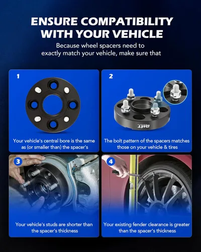 Vista 3 de Orion Motor Tech 1" (25mm) 4x100 Espaciadores de rueda Compatibles con Honda Accord Civic, Mini Cooper, Toyota Corolla Prius, Juego de espaciadores