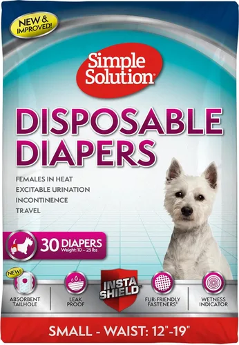 Vista 14 de Simple Solution Pañales desechables para perras, pañal a prueba de fugas para perros, entrenamiento para ir al baño, entrenamiento XS