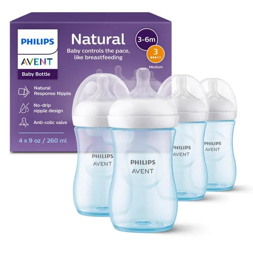 Vista 14 de Philips AVENT - Biberón natural con boquilla de respuesta natural, transparente, 9 onzas, paquete de 4, SCY903/04