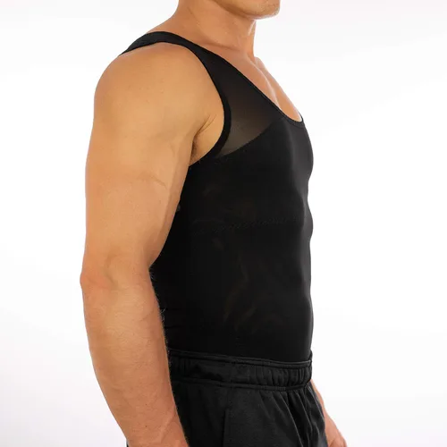 Vista 2 de Esteem Apparel Prendas de vestir para hombres, camisa de compresión para ocultar ginecomastia de pechos de hombre.