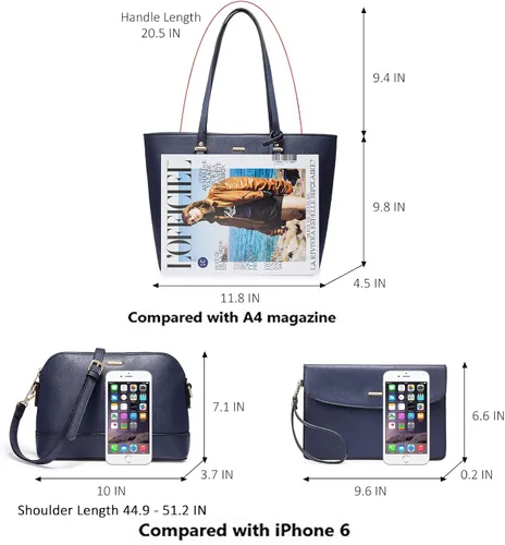 Vista 4 de LOVEVOOK Monederos y bolsos para mujer bolsas de mano de moda bolsa de hombro asa superior juego de 3 piezas