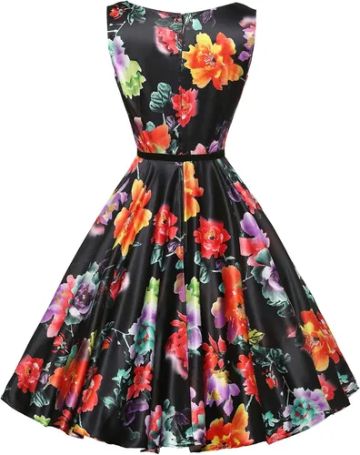 Vista 2 de GRACE KARIN - Vestido vintage sin mangas con escote barco y cinturón, para tardes de té