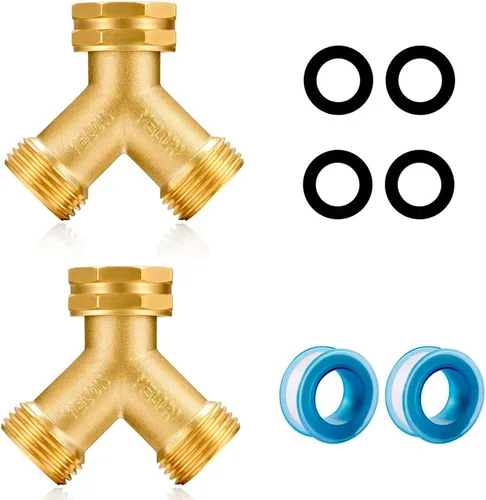 Vista 8 de Divisor de manguera de jardín, conector de 2 vías de latón resistente, grifo de jardín, divisor para grifo al aire libre, divisor de manguera