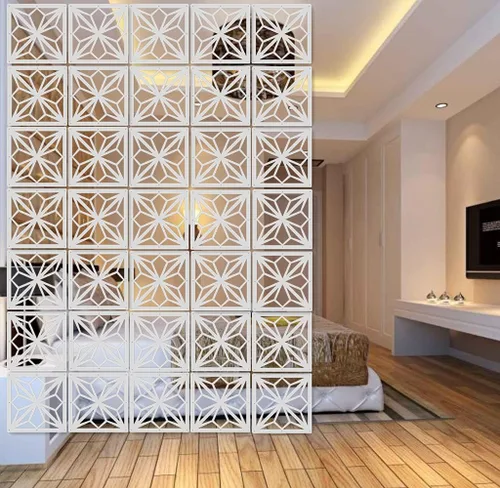 Vista 7 de Divisor blanco para colgar habitaciones, 12 piezas de paneles de madera y plástico para bricolaje, divisores de pared para decoración de habitación