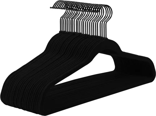 Vista 14 de MIZGI Perchas de Terciopelo Marfil Paquete de 60, Perchas Premium Doradas para Ropa Antideslizantes de Fieltro, Percha Resistente Marfil de Servicio