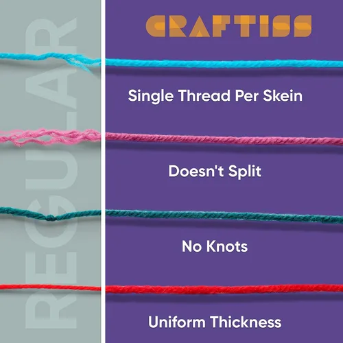 Vista 3 de CRAFTISS Mini madejas de hilo acrílico de 12 x 1.76 oz, 1300 yardas de hilo suave para proyectos de manualidades de ganchillo y tejer, surtido