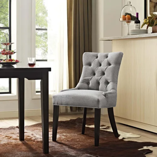 Vista 21 de Modway Regent - Silla de comedor de tela tapizada con botones en color blanco