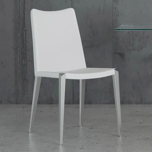 Vista 12 de ZURI Silla de comedor moderna Jordan en cuero sintético negro y base de acero negro mate