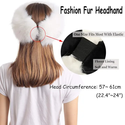 Vista 2 de sy soul young Diadema de piel sintética con elástico para mujer calentador de orejas de invierno