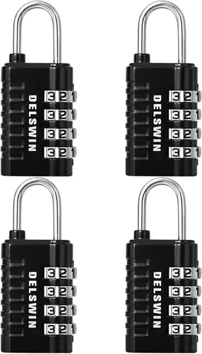 Vista 10 de DELSWIN Candado de Combinación de 3 Dígitos Pequeño – 4 Piezas Candados de Combinación Reiniciables para Casillero de Gimnasio Escolar, Exterior
