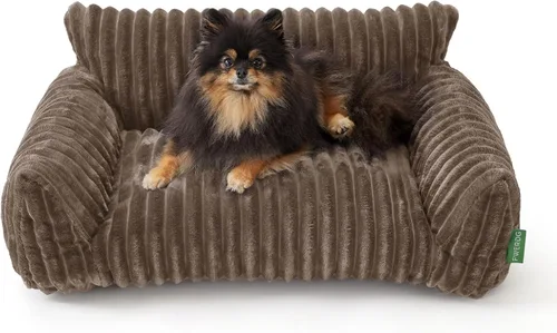 Vista 12 de Lindo sofá cama para mascotas, sofá de apoyo para gatos de interior, sofá cama pequeño para perros pequeños, azul, 24 pulgadas
