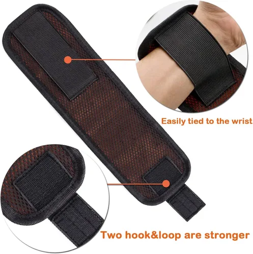Vista 4 de Pulsera magnética de regalo para hombres, cinturón de herramientas para sujetar tornillos, clavos, brocas, con imanes, 15 imanes para carpintero