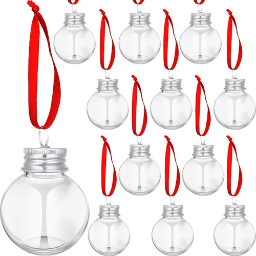 Vista 11 de Patelai 24 Piezas Bolas de Bebida de Navidad Adorno de Vaso de Chupito Adornos de Árbol de Navidad de Plástico Rellenables Bombillas de Botella