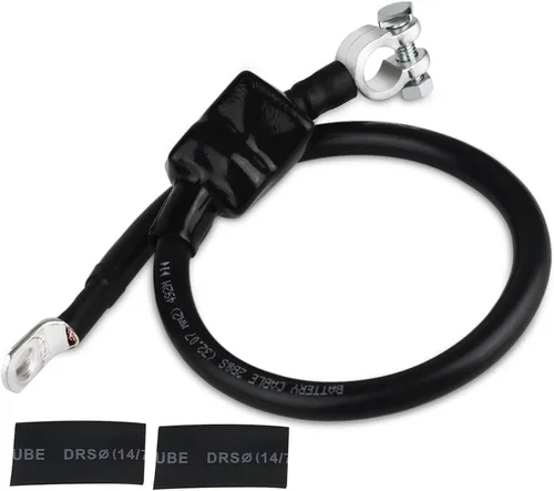 WATERWICH Cable de Batería Negativo de Alambre 2 AWG Calibre 2 de 20 Pulgadas con 2 Adhesivos Termofusibles de Cobre Puro Conexión Perfecta para