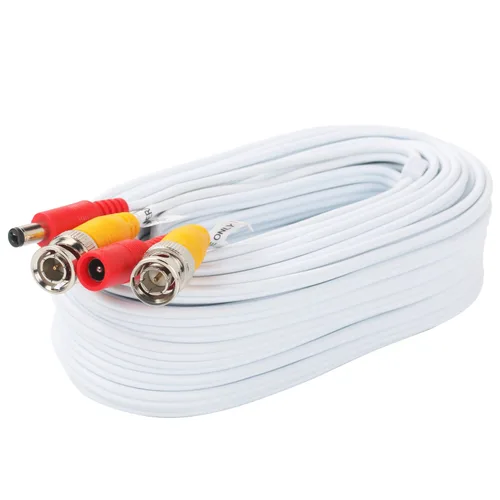 Vista 4 de BNC Cable de alimentación de video de 25 pies prefabricado todo en uno para cámara de seguridad de video, cable con dos conectores para sistema