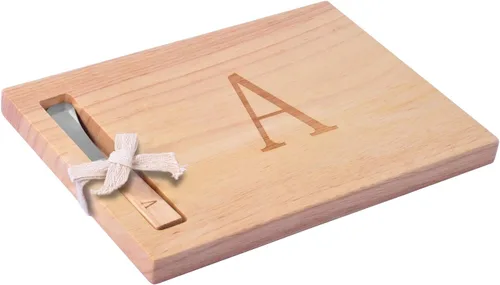 Vista 17 de Miicol Tabla de madera para charcutería, tabla de queso con monograma de 10 pulgadas, tabla de cortar inicial personalizada con esparcidor, regalo