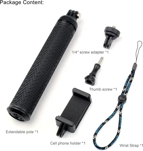 Vista 9 de Trípode de aluminio extensible para selfie stick de 28 pulgadas para GoPro Hero 13 12 11 10 9 8 7 6 5 Max Fusion/DJI, soporte de trípode 3 en 1