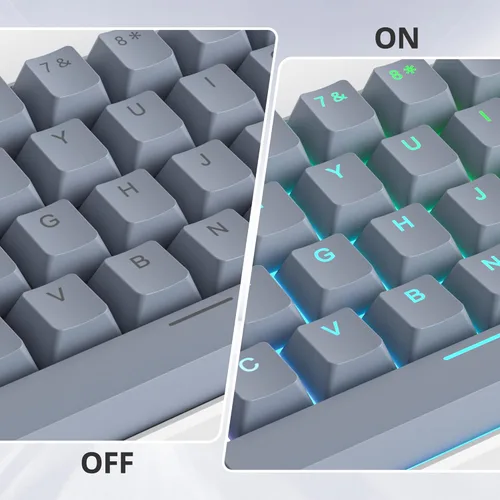 Vista 3 de Guffercty kred 61 teclas PBT 60% teclas retroiluminadas con perfil OEM, diseño 60%, layout US para teclado mecánico 60% (61 gris negro)