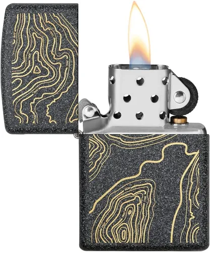 Vista 3 de Zippo Topo Map Design - Encendedor de bolsillo de piedra de hierro