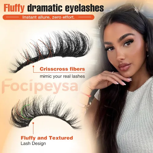 Vista 7 de Pestañas de visón de volumen completo, pestañas postizas de 0.7 pulgadas, pestañas postizas de visón sintético, aspecto natural, pestañas postizas