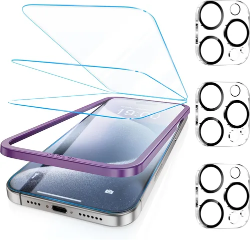 Vista 15 de Fotbor [Paquete de 3+3 protectores de pantalla para iPhone Air, antiluz azul, [protección ocular] 9H+ vidrio templado con protector de lente