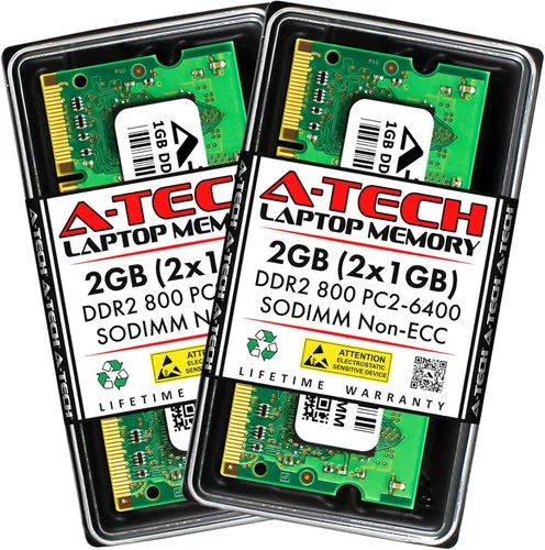 Vista 4 de A-Tech 1 GB DDR2 800 MHz SODIMM PC2-6400 1.8V CL6 200-Pin Non-ECC Unbuffered Laptop Módulo de actualización de memoria RAM