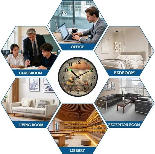 Vista 8 de Luminous Voice-Activated Clock Non-Ticking Silent Battery Operated Small Analog Clock Retro Bees 12 Inch for Office, Home, Bathroom, Kitchen