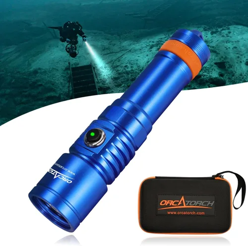 Vista 10 de ORCATORCH D710 Luz de Buceo, Linterna Subacuática Super Brillante de 3000 Lúmenes con Haz Estrecho de 6 Grados, Antorcha de Buceo Nocturna Negro