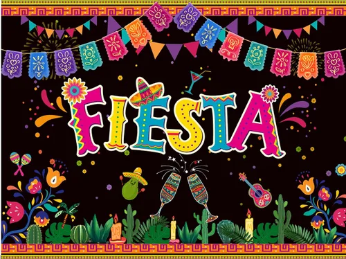CHAIYA Fondo temático de fiesta mexicana de 7 x 5 pies para fiesta mexicana, fiesta de cumpleaños, cinco de mayo, telón de fondo de carnaval,