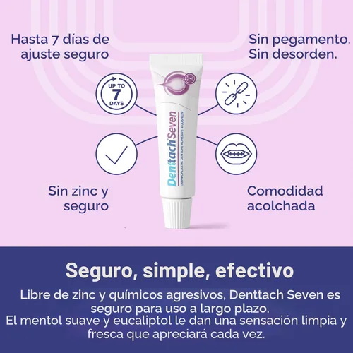 Vista 5 de Denttach Seven Denture Adhesive, adhesivo termoplástico para dentaduras postizas hasta 7 días, extra fuerte impermeable, agarre y cojín seguro