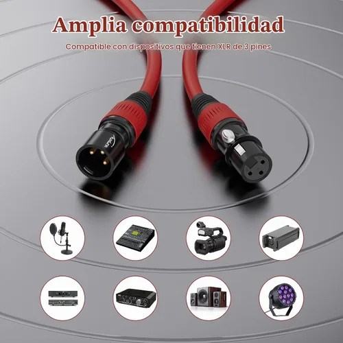 Vista 2 de Cables XLR de 3 pies, XLR macho a hembra, chapado en oro, 3 pines, cable de micrófono - 2