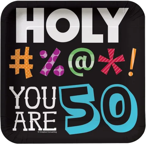 Vista 6 de Creative Converting 8 platos cuadrados de postre de Holy Bleep para cumpleaños de 30 años