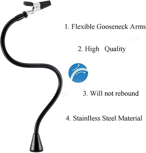 Vista 6 de Mano de ayuda magnética, manos de ayuda de soldadura, soporte de placa de circuito PCB con lámpara de aumento LED 3X, brazos de metal flexibles