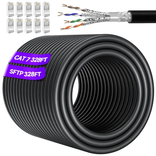 Vista 11 de Soibke Cable Ethernet Cat 7 de 10 pies, para exteriores e interiores, SFTP Cat 7, cable Ethernet triple blindado, red, Internet, cables LAN