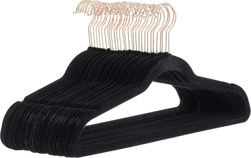 Vista 13 de Yaxa Basics - Ganchos finos de terciopelo antideslizantes para trajes, paquete de 30, color negro