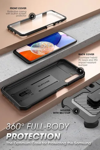 Vista 4 de SUPCASE Unicorn Beetle Pro Series - Funda para Samsung Galaxy A14 5G (versión 2022), funda resistente de cuerpo completo con protector de pantalla