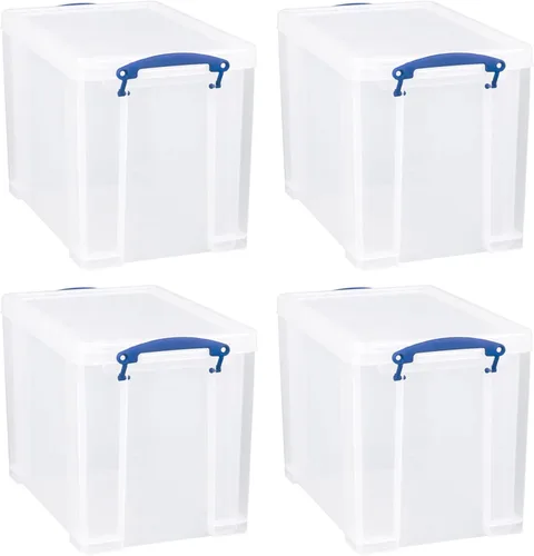 Vista 11 de Really Useful Box - Contenedor de almacenamiento apilable de plástico de 19 litros con tapa de presión y asas con clip de bloqueo incorporado