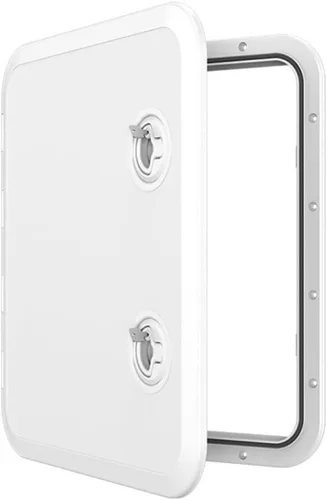 Vista 15 de SEAFLO Escotilla de acceso rectangular para cubierta de barco marino - Blanco/Negro, con cerradura y llave/Regular